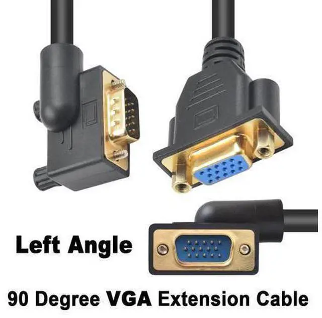 Alt view image 2 of 7 - Vszerda VGA Extension Cable 1.5ft, 90 Degree Left Angle VGA 15 Pin Male to Female Extender Cable, HD15 Monitor Video Cable Support 1080P Full HD for PC Laptop TV Projector