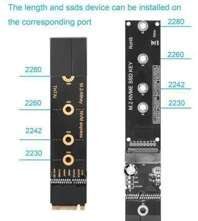 Alt view image 6 of 6 - Vszerda M.2 NVMe SSD Extension Cable M2 M-Key NVME Male to Female Adapter for Motherboard SSD 2230/2242/2260/2280 NVME Support only (33 cm/13 in)