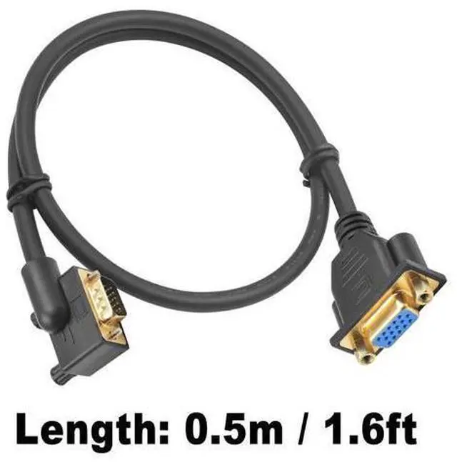 Alt view image 7 of 7 - Vszerda VGA Extension Cable 1.5ft, 90 Degree Left Angle VGA 15 Pin Male to Female Extender Cable, HD15 Monitor Video Cable Support 1080P Full HD for PC Laptop TV Projector