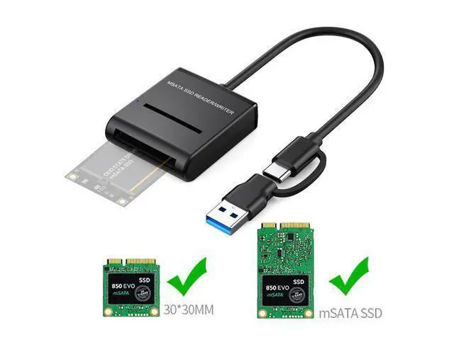 Alt view image 5 of 7 - Vszerda USB 3.0 USB-C Type-C & Type-A Dual Connector to MSATA SSD Docking External Cable Enclosure 5Gbps