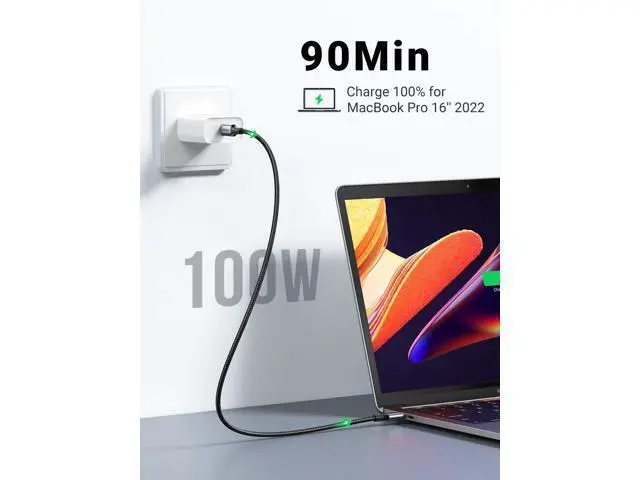 Alt view image 2 of 6 - USB C to USB C Cable, 100W 2-Pack USB C Charger Cable for iPhone 17/17 Air/17 Pro/17 Pro Max/16, MacBook Pro, iPad Pro, Dell XPS, Samsung Galaxy S25/S24/S23 Ultra, Switch, Pixel, 1.6FT Black