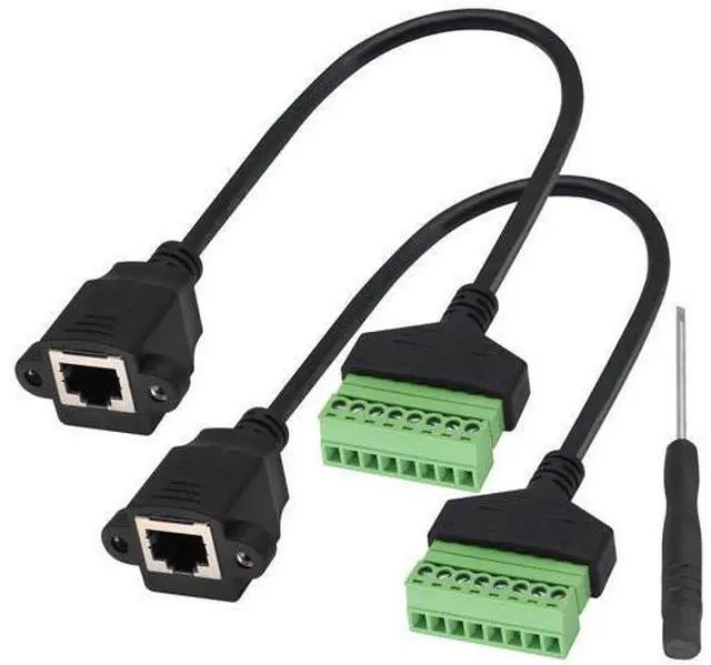 Main image of Vszerda RJ45 Screw Terminal Connector Cable RJ45 Female to 8 Pin Solderless Wire Screw Terminal Network Connector RJ45/8P 8C Ethernet Cable for AV CCTV DVR etc in-Line Coupler.(30cm/2Pack)