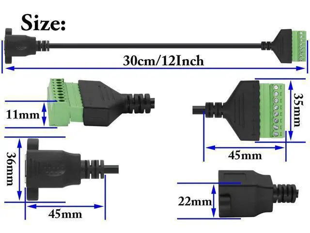 Alt view image 3 of 7 - Vszerda RJ45 Screw Terminal Connector Cable RJ45 Female to 8 Pin Solderless Wire Screw Terminal Network Connector RJ45/8P 8C Ethernet Cable for AV CCTV DVR etc in-Line Coupler.(30cm/2Pack)
