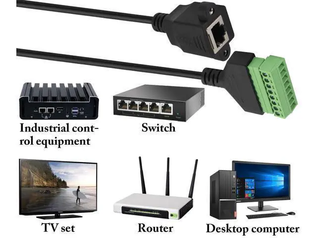 Alt view image 6 of 7 - Vszerda RJ45 Screw Terminal Connector Cable RJ45 Female to 8 Pin Solderless Wire Screw Terminal Network Connector RJ45/8P 8C Ethernet Cable for AV CCTV DVR etc in-Line Coupler.(30cm/2Pack)