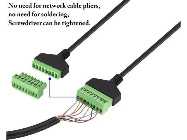 Alt view image 7 of 7 - Vszerda RJ45 Screw Terminal Connector Cable RJ45 Female to 8 Pin Solderless Wire Screw Terminal Network Connector RJ45/8P 8C Ethernet Cable for AV CCTV DVR etc in-Line Coupler.(30cm/2Pack)
