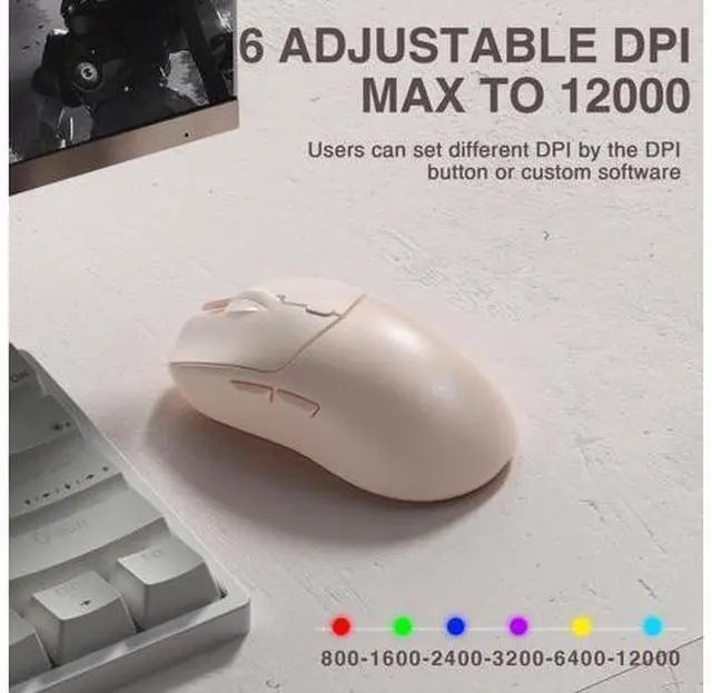 Alt view image 4 of 7 - SC580X Wireless Gaming Mouse, Tri-Mode 2.4G/BT5.0/USB-C Gaming Mice with 12000 DPI, 6 Programmable Buttons, Rechargeable Computer Mouse for Laptop/PC/Mac/Tablet
