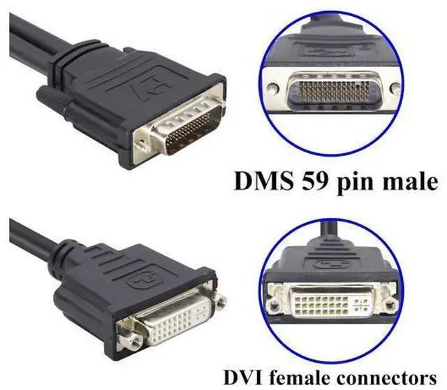 Alt view image 3 of 14 - Vszerda DMS-59 to DVI Splitter Cable Connector for Dual Monitor Setups or as a DVI Adapter Y Cord Dongle-10inch