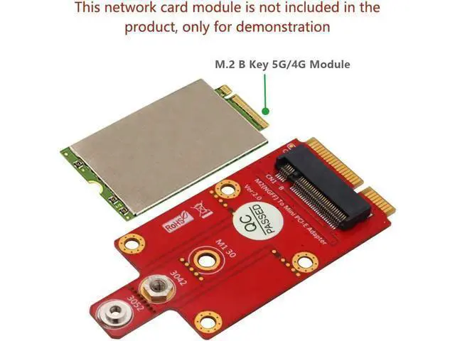 Alt view image 5 of 6 - Vszerda M.2 (NGFF) Key B to Mini PCI-E Adapter for 3G/4G/5G Module (Without Card Slots)
