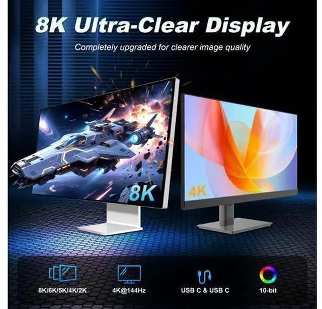 Alt view image 3 of 7 - Vszerda USB C Data Cable 3.3FT, USB C 3.2 20Gbps Data Transfer, 8K@30Hz, 4K@60Hz/ 144Hz USBC to USBC Video Cable, 240W Fast Charge Type C for Thunderbolt 4, iPhone16, MacBook Pro, SSD, XPS (1m)