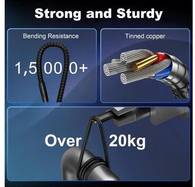 Alt view image 5 of 7 - Vszerda USB C Data Cable 3.3FT, USB C 3.2 20Gbps Data Transfer, 8K@30Hz, 4K@60Hz/ 144Hz USBC to USBC Video Cable, 240W Fast Charge Type C for Thunderbolt 4, iPhone16, MacBook Pro, SSD, XPS (1m)
