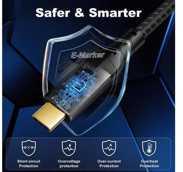 Alt view image 6 of 7 - Vszerda USB C Data Cable 3.3FT, USB C 3.2 20Gbps Data Transfer, 8K@30Hz, 4K@60Hz/ 144Hz USBC to USBC Video Cable, 240W Fast Charge Type C for Thunderbolt 4, iPhone16, MacBook Pro, SSD, XPS (1m)