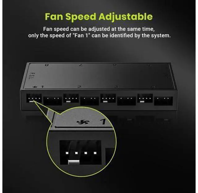 Alt view image 3 of 7 - ID-COOLING HA-08 Fan Hub for Computer Internal Fans, 8 PWM Ports+8 ARGB Ports, ARGB Motherboard Sync, SATA Powered PWM Functional Fan Adapter