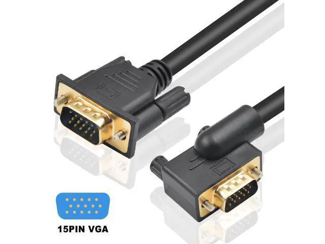 Alt view image 3 of 7 - Vszerda 90 Degree VGA Cable 5ft, Right Angle VGA Male to Male Cord, 15 PIN Computer Monitor Cable 1080p High Resolution