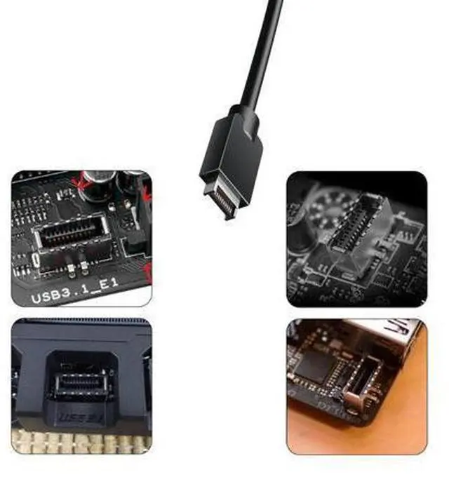 Alt view image 4 of 12 - Vszerda USB 3.1 Type C Front Panel Header Extendsion 50Cm Cable,Type E to USB C Connector with PCIe Full Height Bracket