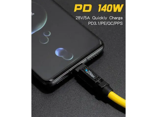 Alt view image 4 of 6 - Vszerda Coiled USB C to USB C Cable 140W, 20Gbps Spring Coiled USB Type C Charger Cable, 8K@60Hz Video Transfer Type C Fast Charging Cord for iPhone,MacBook,Max Stretched 5ft