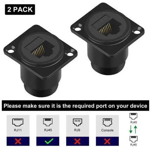 Alt view image 2 of 7 - Vszerda RJ45 Panel Mount Connector, 2-Pack RJ45 Pass Though Connector, Ethernet Cat6 Female to Female Coupler LAN Network Bulkhead Extension Socket for CAT6/CAT5E/CAT5 Extension