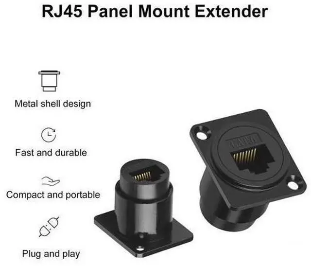 Alt view image 5 of 7 - Vszerda RJ45 Panel Mount Connector, 2-Pack RJ45 Pass Though Connector, Ethernet Cat6 Female to Female Coupler LAN Network Bulkhead Extension Socket for CAT6/CAT5E/CAT5 Extension