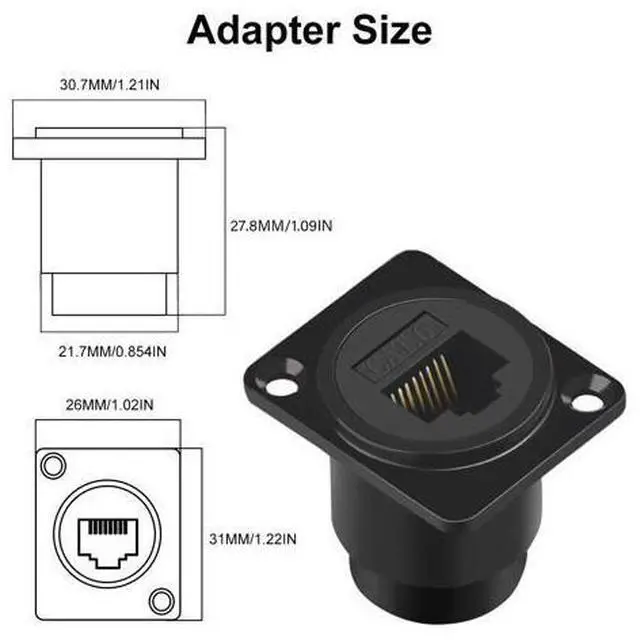 Alt view image 7 of 7 - Vszerda RJ45 Panel Mount Connector, 2-Pack RJ45 Pass Though Connector, Ethernet Cat6 Female to Female Coupler LAN Network Bulkhead Extension Socket for CAT6/CAT5E/CAT5 Extension