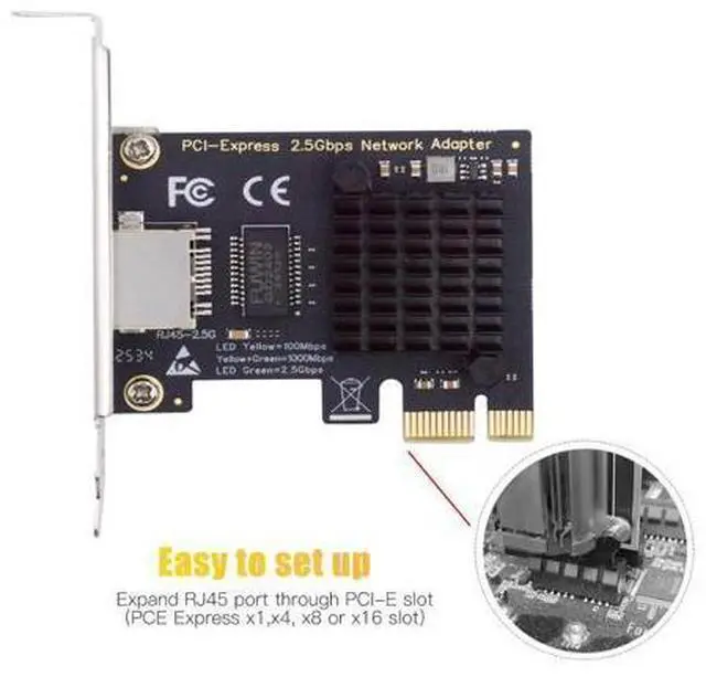 Alt view image 4 of 7 - Vszerda 2.5Gbps 2500Mbps to PCI-E PCI Express 1x GBE Gigabit 1000Mbps Ethernet Network LAN Cable Adapter for Desktop Motherboard