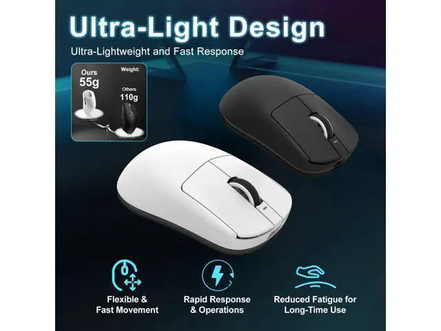 Alt view image 5 of 7 - Vszerd R1 SE+ Wireless Gaming Mouse, 18000 DPI, High-Precision PAW3395 SE Sensor,55g Lightweight,Tri-Mode 2.4G/BT5.0/USB-C Gaming Mouse, Programmable Ergonomic Mice Suitable for Laptops/PC/Mac (White)