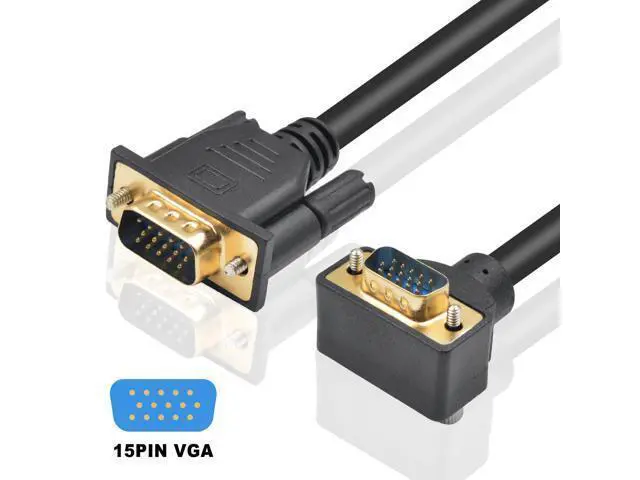 Alt view image 3 of 7 - Vszerda VGA Male to Male Cable 5ft, 90 Degree VGA Cable Down Angle VGA 15 Pin to VGA Connector Cable, VGA Computer Monitor Cord Support 1080p Resolution for PC Laptops TV Projectors