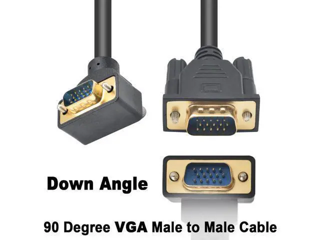 Alt view image 2 of 7 - Vszerda VGA Male to Male Cable 5ft, 90 Degree VGA Cable Down Angle VGA 15 Pin to VGA Connector Cable, VGA Computer Monitor Cord Support 1080p Resolution for PC Laptops TV Projectors