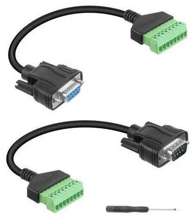 Main image of Vszerda DB9 Solderless Extension Cable, DB9 RS232 D-SUB Male & Female Serial Terminal Connector Signal Module (1Pair)