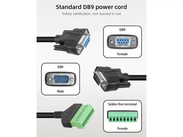 Alt view image 2 of 7 - Vszerda DB9 Solderless Extension Cable, DB9 RS232 D-SUB Male & Female Serial Terminal Connector Signal Module (1Pair)
