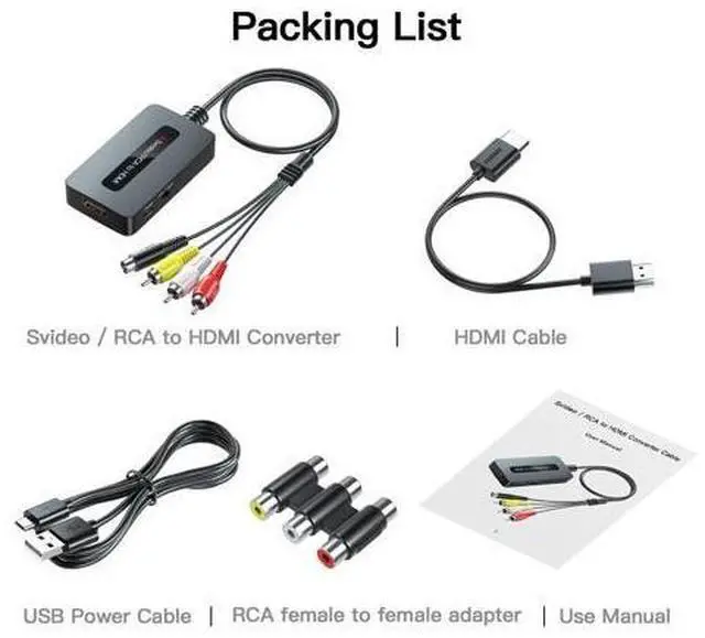 Alt view image 2 of 7 - Vszerda RCA Svideo to HDMI Converter with HD Cable(RCA and Svideo Integrated), CVBS Composite AV to HDMI Converter