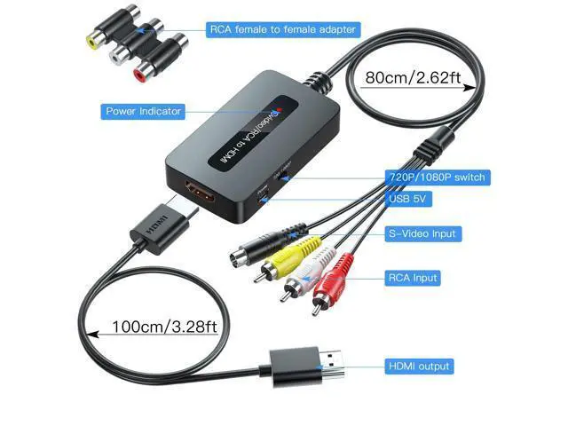 Alt view image 5 of 7 - Vszerda RCA Svideo to HDMI Converter with HD Cable(RCA and Svideo Integrated), CVBS Composite AV to HDMI Converter