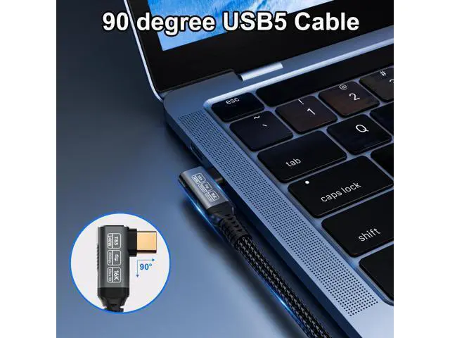 Alt view image 7 of 7 - Vszerda 240w 80gbps USB c Cable Compatible with Thunderbolt 5 Cable Right Angle Short 1ft, 90 Degree USB C Cable, 8K/16k 60Hz usbc Monitor Cable for Thunderbolt 4,USB c Video Braided