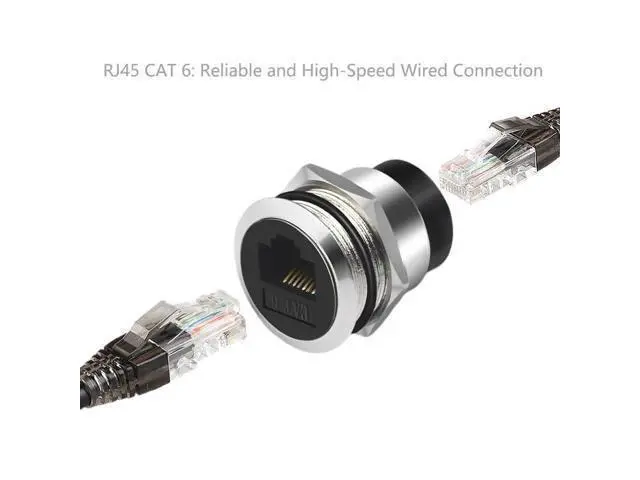 Alt view image 2 of 7 - Vszerda RJ45 CAT6 Panel Mount Adapter Female-to-Female Ethernet Pass-Through Connector, 10 Gbps Bulkhead Interface Adapter, XLR/D-Panel Mountable with Waterproof & Dustproof Cover (5-Pack Silver)
