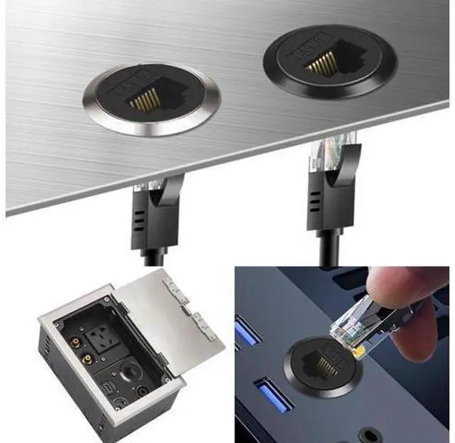Alt view image 3 of 7 - Vszerda RJ45 CAT6 Panel Mount Adapter Female-to-Female Ethernet Pass-Through Connector, 10 Gbps Bulkhead Interface Adapter, XLR/D-Panel Mountable with Waterproof & Dustproof Cover (5-Pack Silver)