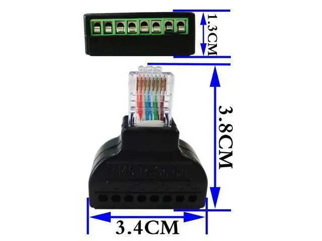 Alt view image 2 of 7 - Vszerda RJ45 Male Plug to 8P 8C Female Bolt Screw Type terminals Ethernet Gold Plated Net Network Plug Cable AV CCTV UTP Cat5 Cat6 Cat7 Connectors (1 Pack)