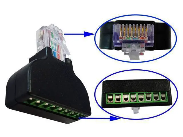 Alt view image 4 of 7 - Vszerda RJ45 Male Plug to 8P 8C Female Bolt Screw Type terminals Ethernet Gold Plated Net Network Plug Cable AV CCTV UTP Cat5 Cat6 Cat7 Connectors (1 Pack)