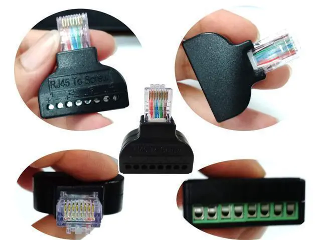 Alt view image 7 of 7 - Vszerda RJ45 Male Plug to 8P 8C Female Bolt Screw Type terminals Ethernet Gold Plated Net Network Plug Cable AV CCTV UTP Cat5 Cat6 Cat7 Connectors (1 Pack)