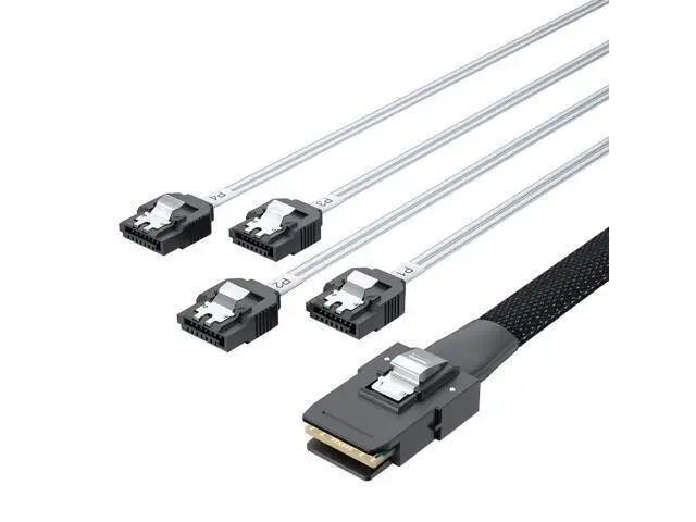 Alt view image 7 of 7 - Vszerda MiniSAS SFF-8087 Fan-Out Cable Breakout to 4xSATA, 6Gbps High-Speed Cable for RAID Controllers, Servers & Storage Enclosures, 1-m(3.3ft)