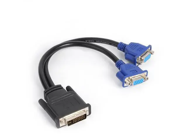 Main image of Vszerda DVI to 2X VGA Splitter Cable, Black, Supports Multiple Audio Formats, Connects 1 DVI Device to 2 Monitors/Projects