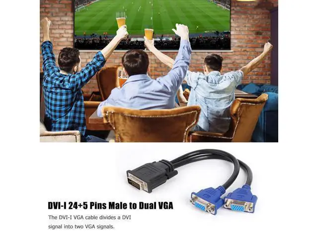Alt view image 2 of 7 - Vszerda DVI to 2X VGA Splitter Cable, Black, Supports Multiple Audio Formats, Connects 1 DVI Device to 2 Monitors/Projects