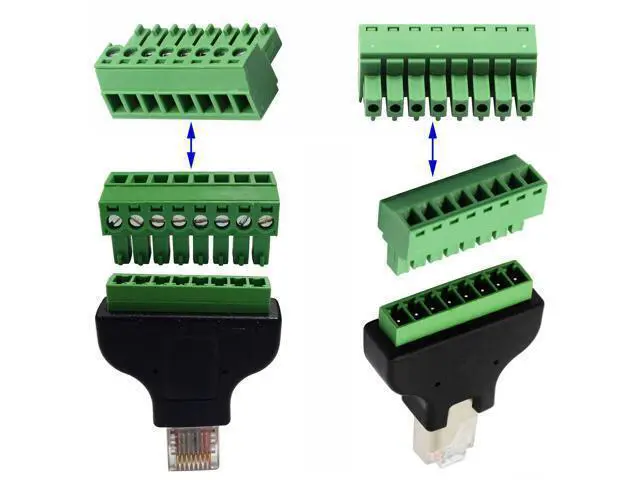 Alt view image 3 of 7 - Vszerda RJ45 Male Plug to 8P 8C Female Bolt Screw Type terminals Ethernet Net Network Plug Cable for AV CCTV UTP DVR Cat5 Cat5e Cat6 Cat7 in-Line Coupler 300V 8A(2 Pack/M)