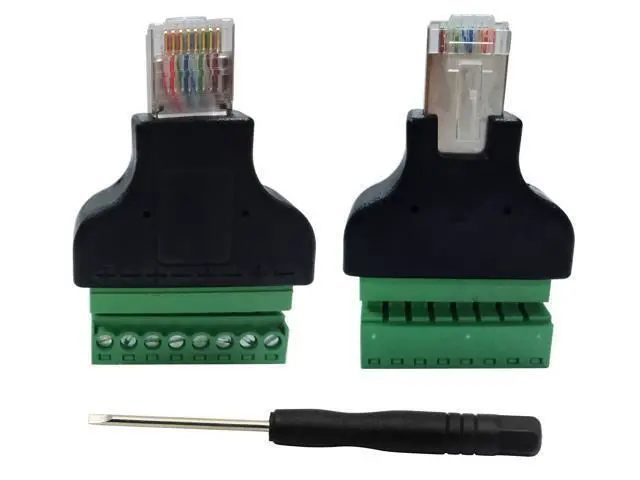 Alt view image 4 of 7 - Vszerda RJ45 Male Plug to 8P 8C Female Bolt Screw Type terminals Ethernet Net Network Plug Cable for AV CCTV UTP DVR Cat5 Cat5e Cat6 Cat7 in-Line Coupler 300V 8A(2 Pack/M)