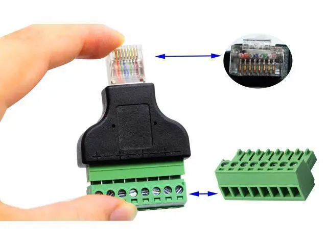 Alt view image 7 of 7 - Vszerda RJ45 Male Plug to 8P 8C Female Bolt Screw Type terminals Ethernet Net Network Plug Cable for AV CCTV UTP DVR Cat5 Cat5e Cat6 Cat7 in-Line Coupler 300V 8A(2 Pack/M)
