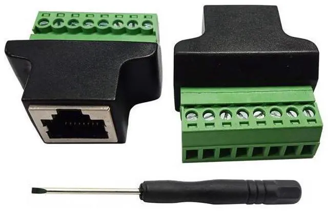 Main image of Vszerda RJ45 Female Plug to 8P 8C Female Bolt Screw Type terminals Ethernet Net Network Plug Cable for AV CCTV UTP DVR Cat5 Cat5e Cat6 Cat7 in-Line Coupler 300V 8A(2 Pack/F)
