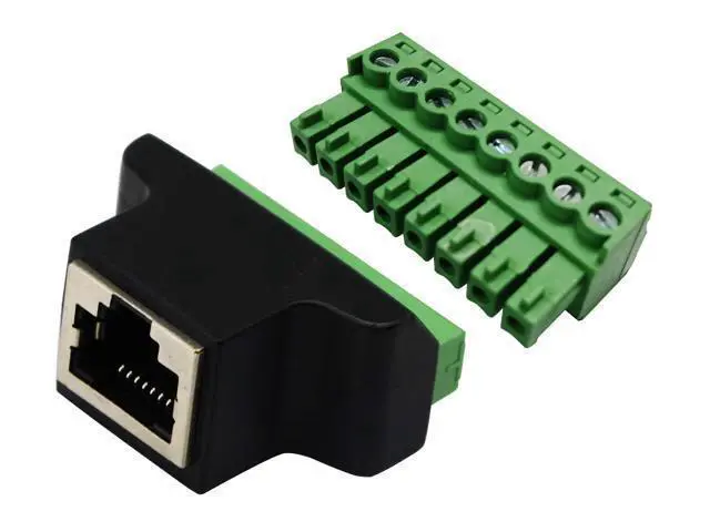 Alt view image 4 of 7 - Vszerda RJ45 Female Plug to 8P 8C Female Bolt Screw Type terminals Ethernet Net Network Plug Cable for AV CCTV UTP DVR Cat5 Cat5e Cat6 Cat7 in-Line Coupler 300V 8A(2 Pack/F)