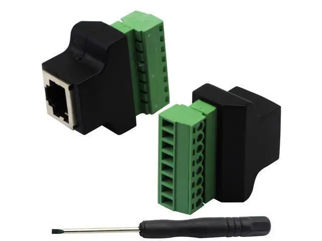 Alt view image 7 of 7 - Vszerda RJ45 Female Plug to 8P 8C Female Bolt Screw Type terminals Ethernet Net Network Plug Cable for AV CCTV UTP DVR Cat5 Cat5e Cat6 Cat7 in-Line Coupler 300V 8A(2 Pack/F)