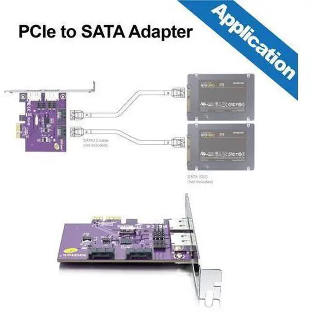 Alt view image 5 of 5 - Vszerda 2 Port eSATA3.0 or 2 Port SATA3.0 Non-Raid Controller Card, X1, with 2 SATA Cable, Support SSD and HDD