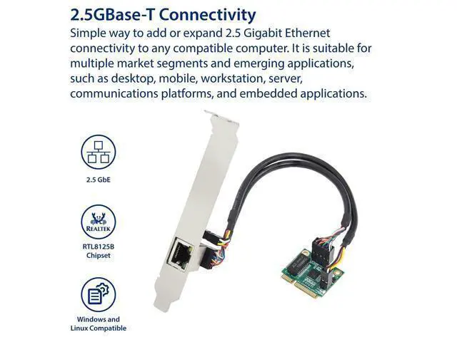 Alt view image 2 of 6 - Vszerda 2.5 Gigabit Ethernet Mini PCI-E Network Controller Card 10/100/1000/25000 Mbps RJ45 LAN Adapter Converter for Desktop PC,SI-MPE24073