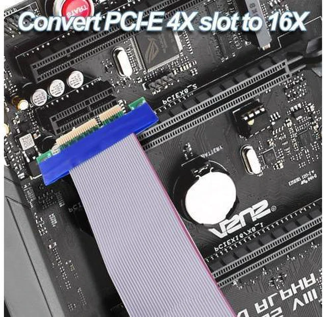 Alt view image 7 of 7 - PCI-E 4X to 16x Riser Cable Adapter PCI Express 4X to 16x Riser Card Converter Extension Cable for Graphics SSD RAID Cards etc-19cm