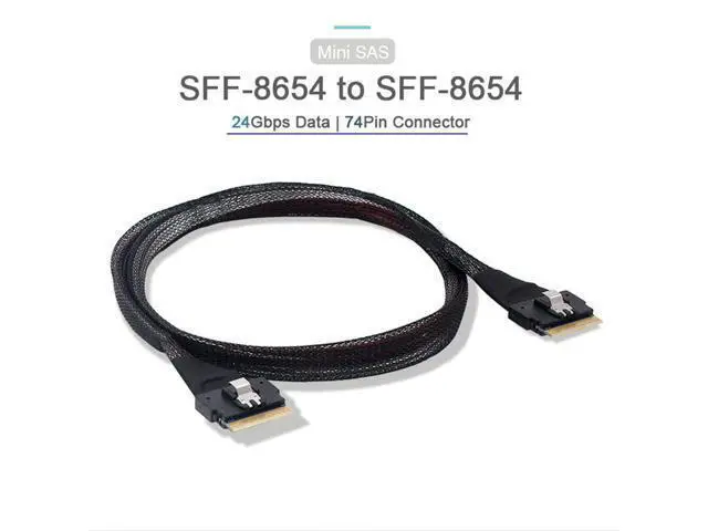 Alt view image 2 of 7 - Vszerda PCI-E Slimline SAS 4.0 SFF-8654 8i 74pin Host to SFF-8654 74Pin Slim SAS Target Cable 50cm