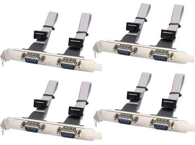 Main image of Vszerda 2 Port DB9 RS232Serial Port Bracket to 10 pin HeaderRibbon Cable Connector Adapter, DB9 Serial Male to 10P Motherboard Header Panel Mount Cable Serial Port Bracket (12in 4Pcs) (2 Port)